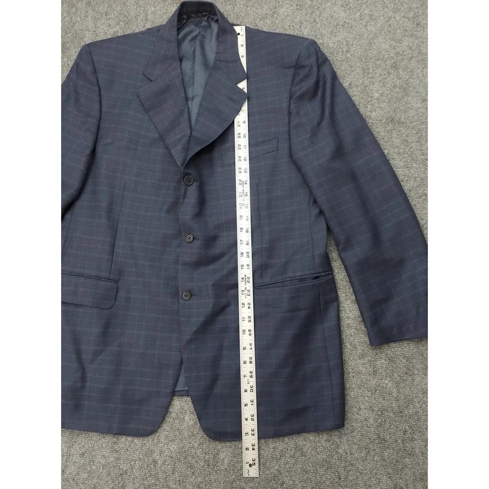 Canali Blazer Jacket Mens 46‎ R Blue 3 Button Plaid Made in Italy Wool Suit READ